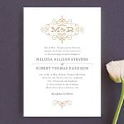"Ornate Monogram" - Wedding Invitations in Faux Gold by Kristen Smith - Front