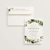 "Vines of Green" - Wedding Invitations in Fern by Susan Moyal - Invitation with Envelope
