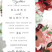 "Cascading Florals" - Wedding Invitations in Rouge by Leah Bisch - Detail