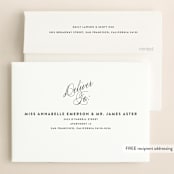 "Twirl Monogram A" - Wedding Invitations in Blush by Ariel Rutland - FREE Recipient Addressing