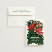 "Tropical Bouquet" - Wedding Invitations in Basil by Elly - Invitation with Envelope