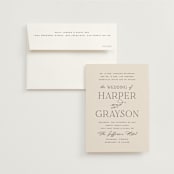 "Tendu" - Wedding Invitations in Creme by Carly Reed Walker - Invitation with Envelope