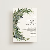 "Side Swept" - Wedding Invitations in Navy by Susan Moyal - Front