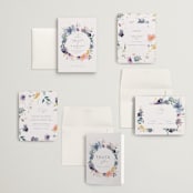 "Cheerful Bouquet" - Wedding Invitations in Chardonnay by Lori Wemple - Invitation Suite