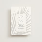 "Faded Palm" - Wedding Invitations in Mist by Lauren Chism - Front