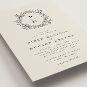 "leafy wreath" - Wedding Invitations in Cotton by Kate Ahn - Detail