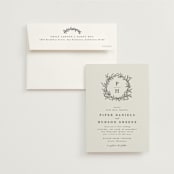 "leafy wreath" - Wedding Invitations in Cotton by Kate Ahn - Invitation with Envelope