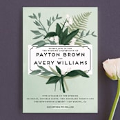 "Botanical Name Plate" - Wedding Invitations in Sage by Shiny Penny Studio - Front