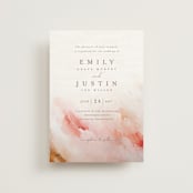 "Delicate brushstrokes" - Wedding Invitations in Blush by Lucrecia Caporale - Front