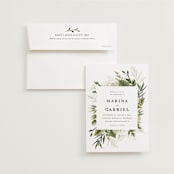 "Enchanted Greenery" - Wedding Invitations in Frost by Susan Moyal - Invitation with Envelope