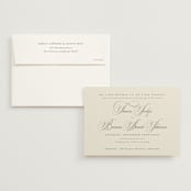 "Wonderful Tonight" - Wedding Invitations in Oreo Creme by Design Lotus - Invitation with Envelope