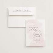 "Softly Layered" - Wedding Invitations in Blush by Everett Paper Goods - Invitation with Envelope