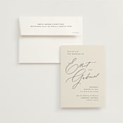 "Scripted Names" - Wedding Invitations in Ecru by Hooray Creative - Invitation with Envelope