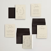 "Floral Stamp" - Wedding Invitations in Ivory by Baumbirdy - Invitation Suite