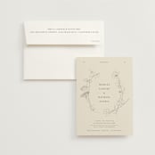 "Floral Stamp" - Wedding Invitations in Ivory by Baumbirdy - Invitation with Envelope