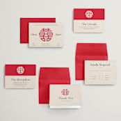 "Happy in Love" - Wedding Invitations in Cream by Inkblot Design - Invitation Suite