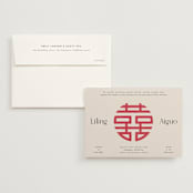 "Happy in Love" - Wedding Invitations in Cream by Inkblot Design - Invitation with Envelope