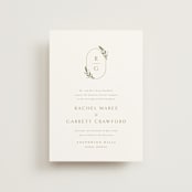 "Soft Sprigs" - Wedding Invitations in Champagne by Jennifer Postorino - Front