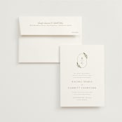 "Soft Sprigs" - Wedding Invitations in Champagne by Jennifer Postorino - Invitation with Envelope