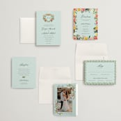 "Tropical Crest" - Wedding Invitations in Papaya by Susan Moyal - Invitation Suite