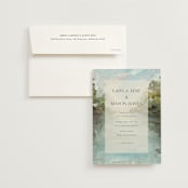 "Reflections" - Wedding Invitations in Lake by Lindsay Megahed - Invitation with Envelope