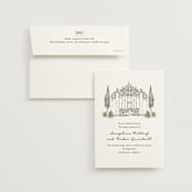 "Hand illustrated Garden Gate" - Wedding Invitations in Forest by Jackie Crawford - Invitation with Envelope