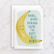 "nana nana banana" - Single Greeting Cards in Banana by Karidy Walker - Front