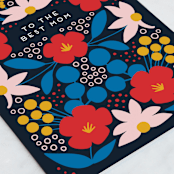"Folk Flowers" - Single Greeting Cards in Navy by Genna Blackburn - Close-Up