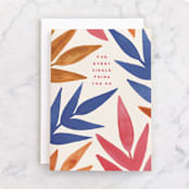 "Bold Painted Leaf" - Single Greeting Cards in Navy by Katharine Watson - Front