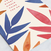 "Bold Painted Leaf" - Single Greeting Cards in Navy by Katharine Watson - Close-Up