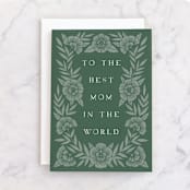 "Bold Floral Mom" - Single Greeting Cards in Emerald by Katharine Watson - Front