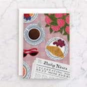 "Bonjour" - Single Greeting Cards in Burnt Rose by Jessie Burch - Front