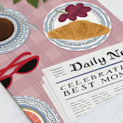 "Bonjour" - Single Greeting Cards in Burnt Rose by Jessie Burch - Close-Up