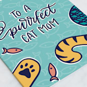 "Purrfect Cat Mom" - Single Greeting Cards in Ocean by Ashley Presutti Beasley - Close-Up