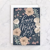 "Mother's Day Floral Wreath" - Single Greeting Cards in Navy by Alethea and Ruth - Front