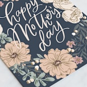 "Mother's Day Floral Wreath" - Single Greeting Cards in Navy by Alethea and Ruth - Close-Up