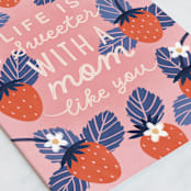 "Strawberry love mom" - Single Greeting Cards in Blush by Sabrin Deirani - Close-Up