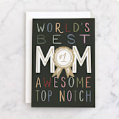 "#1 Mom ribbon" - Single Greeting Cards in Midnight by Alethea and Ruth - Front