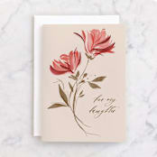 "For My Daughter - Bloom" - Single Greeting Cards in Blush by Meghan Hageman - Front
