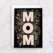 "MOM foil florals" - Single Greeting Cards in Ebony by Hannah Williams - Front
