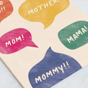 "MOM!" - Single Greeting Cards in Candy by Pixel and Hank - Close-Up