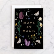 "Moms are Magic" - Single Greeting Cards in Midnight by Hannah Williams - Front