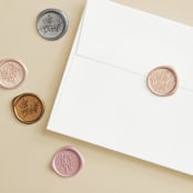 "Abundant Wreath" - Wedding Invitations in Fog by Pixel and Hank - Wax Seals