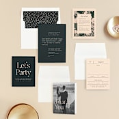 "Chin-Chin" - Wedding Invitations in Midnight Spruce by Annie Clark - Invitation Suite