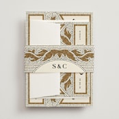 "Floral mosaic" - Wedding Invitations in Sand by GeekInk Design - Assembled with Belly Band