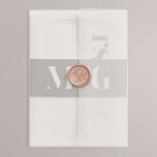 "Big Date" - Wedding Invitations in Ivory by Anastasia Makarova - Vellum Wrap with Wax Seal