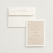 "Modern Ticket" - Wedding Invitations in Rust by Alethea and Ruth - Invitation with Envelope
