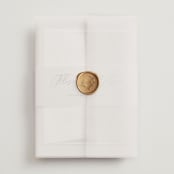 "Love Note" - Wedding Invitations in Ecru by AK Graphics - Assembled with Vellum Wrap and Wax Seal
