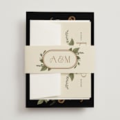 "Vintage Print" - Wedding Invitations in Licorice by GeekInk Design - Assembled with Belly Band