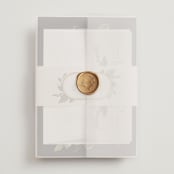 "Vintage Print" - Wedding Invitations in Licorice by GeekInk Design - Assembled with Vellum Wrap and Wax Seal